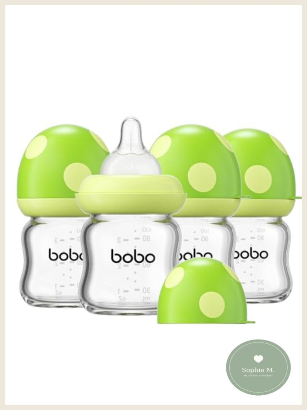Natural Glass Baby Bottles 3.4oz 4-Pack Anti-Colic Vented Slow Flow